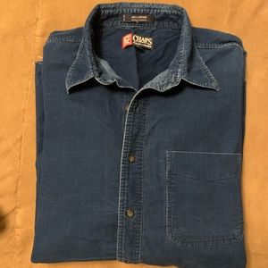 Chaps: Blue Corduroy Shirt XL